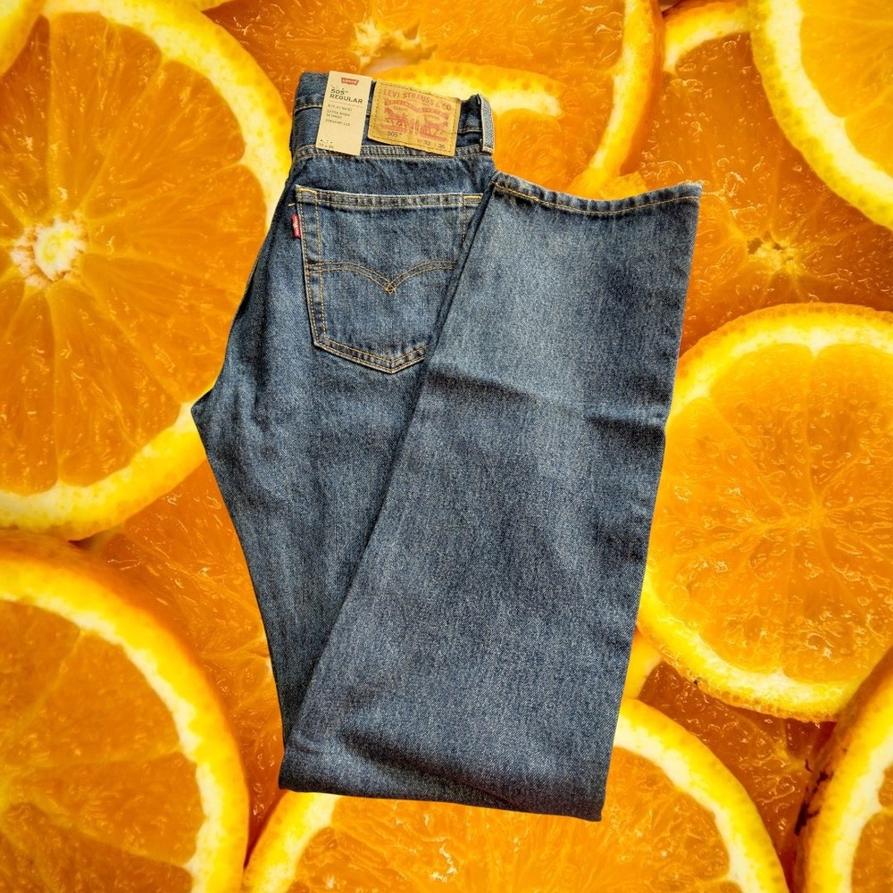 Levi Strauss‎ 505 Regular Fit Straight Leg Mens Jeans W33 L36 Blue Denim